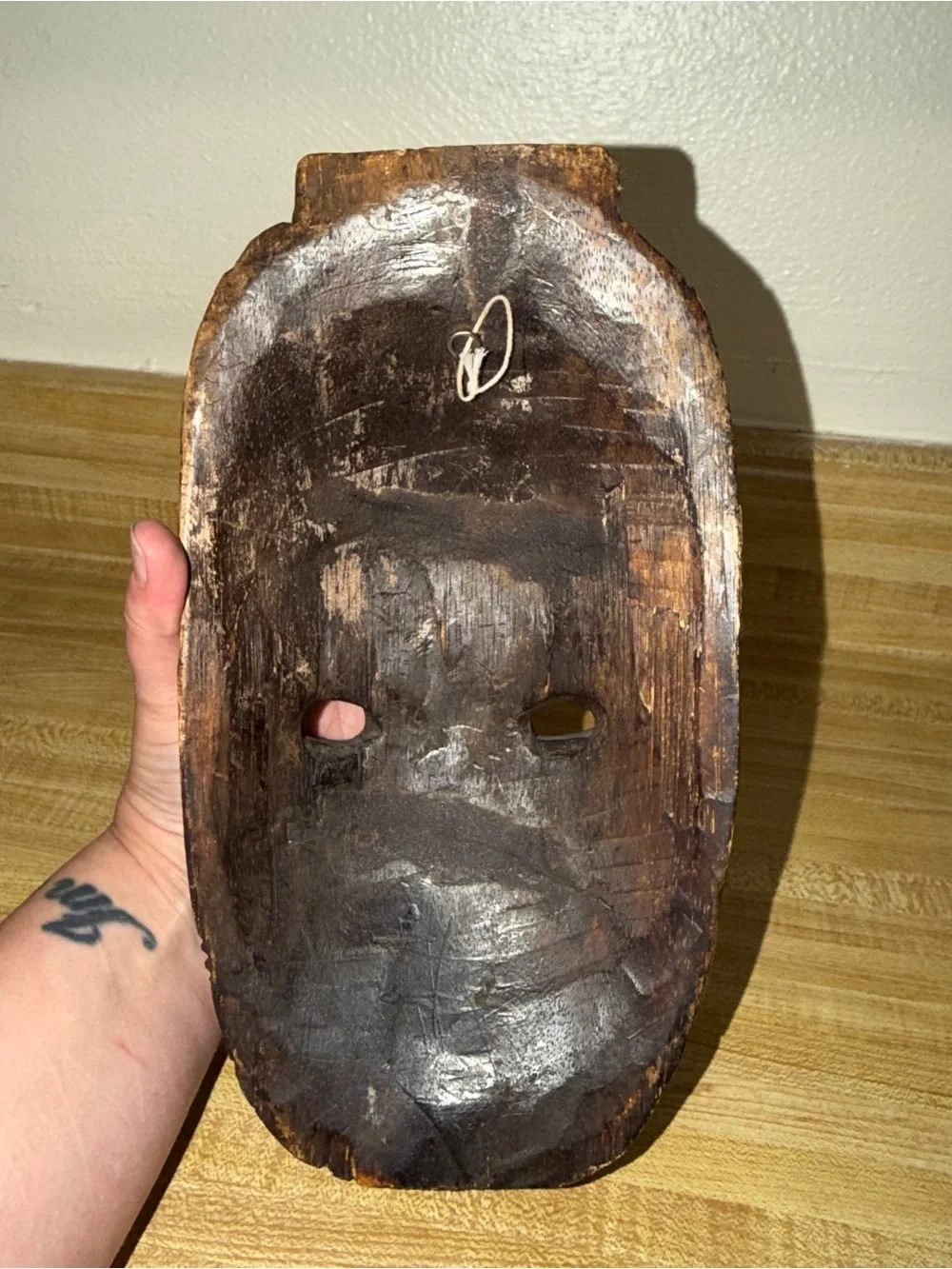 Hand Carved Wood Maori Upoko Head Artisan Wall‎ Decor NZ 10.5